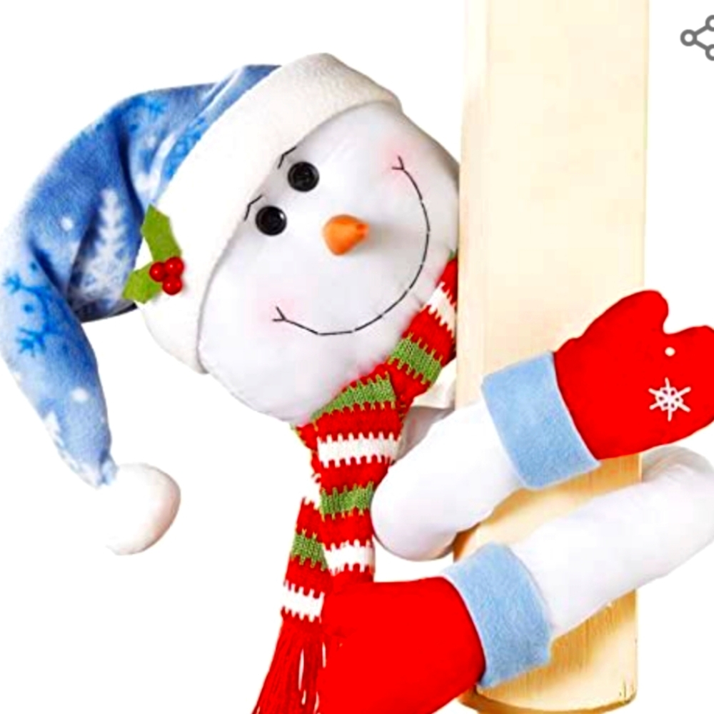Posable Stuffed Snowman With Felt Details & Knitted Scarf